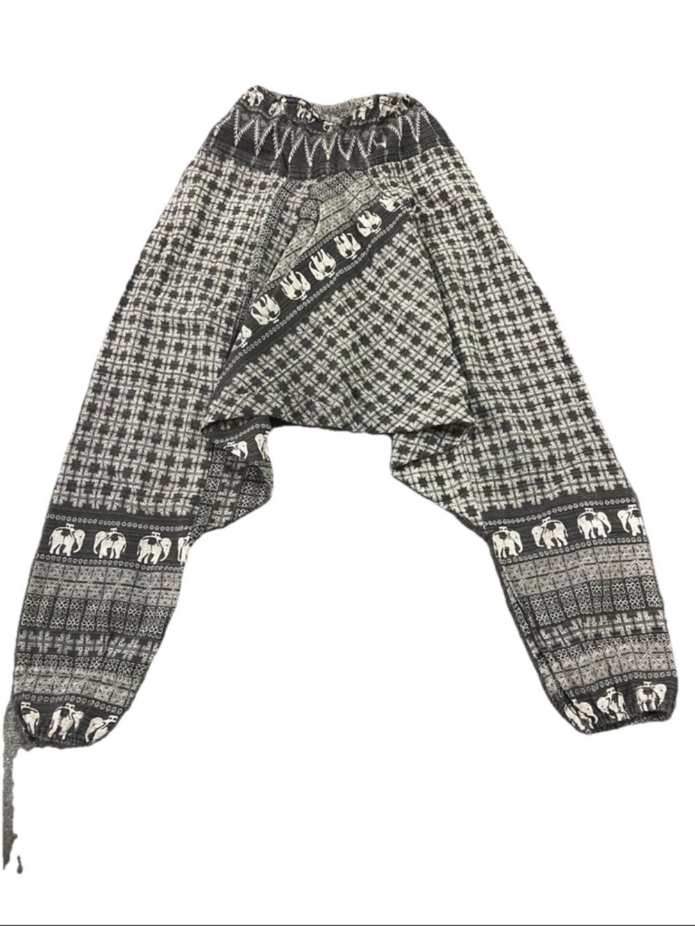 Elephant Print Harem Pants Boho Festival Drop Crotch Hippie Yoga Lounge OS